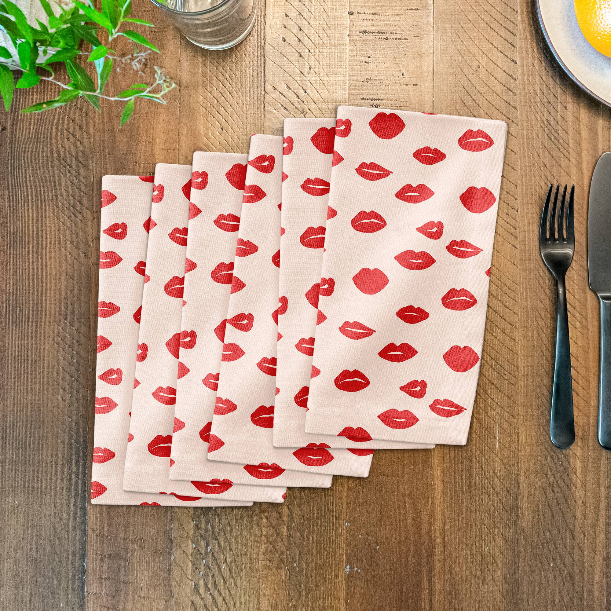 J'adore Lips 10" x 10" Cotton Twill Napkin